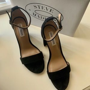Steve Madden Carson Black Suede Block Heels